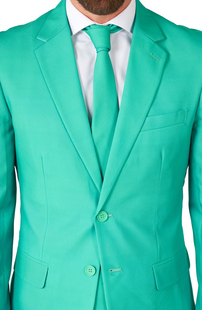 OppoSuits Trendy Turquoise Trim Fit Suit & Tie, Alternate, color, Green