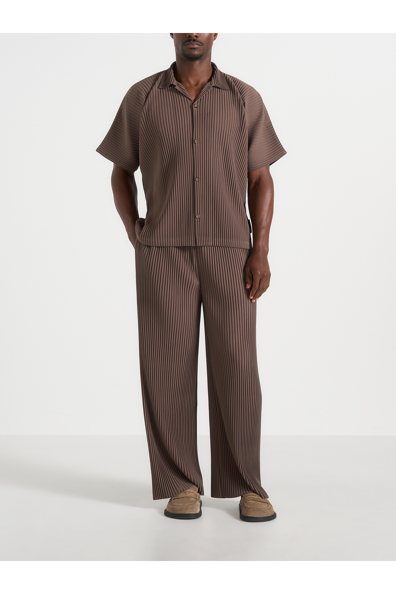 Jonas Pleated Wide Leg Pants, Alternate, color, Brown