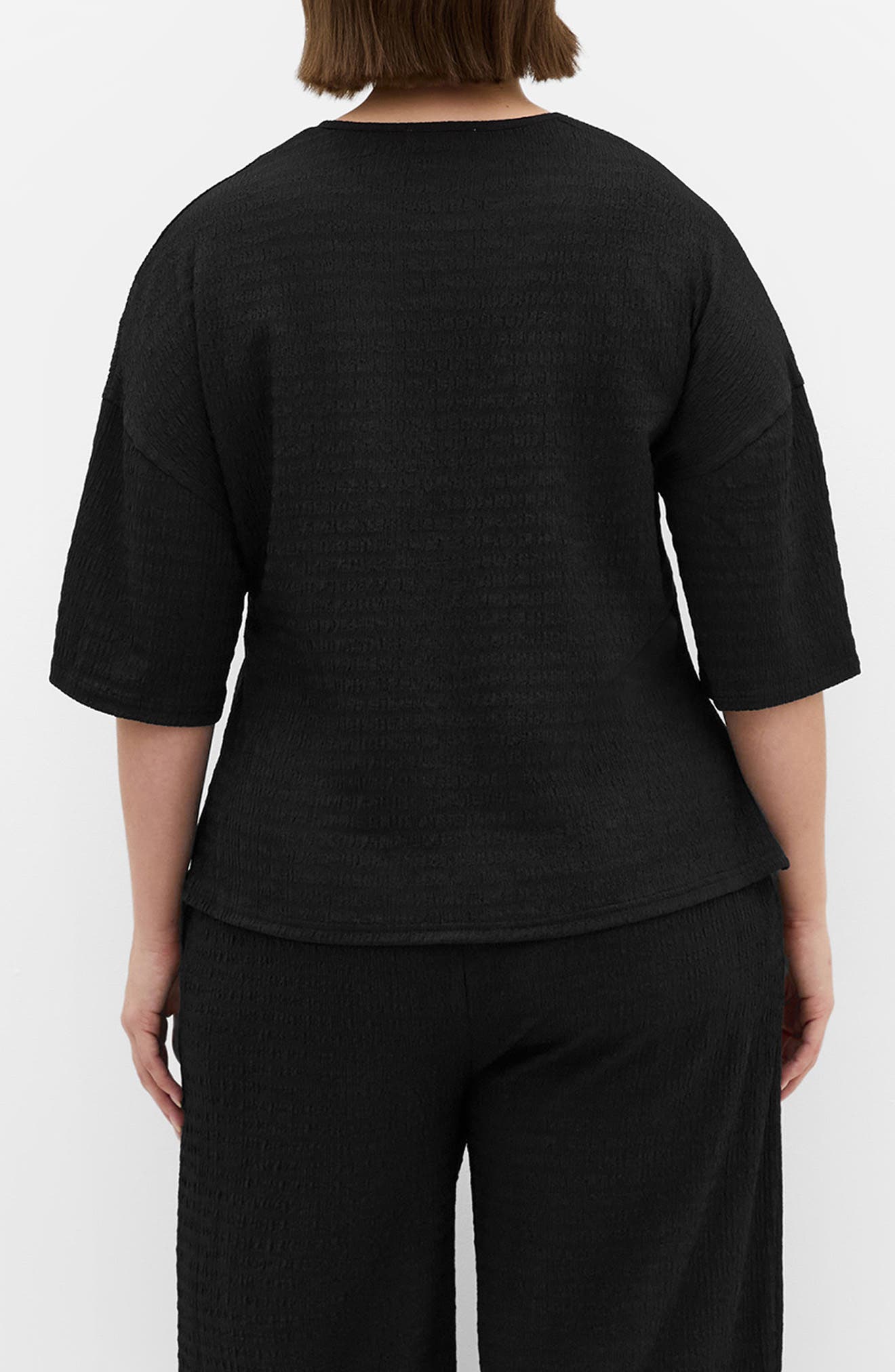 City Chic Brianna Texture Side Tie Top (Women) | Nordstrom
