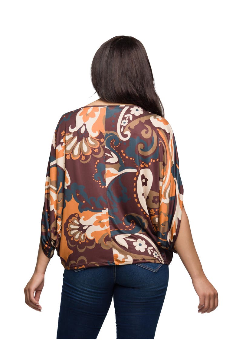 24seven Comfort Apparel Paisley Print Dolman Sleeve Top, Alternate, color, Multi