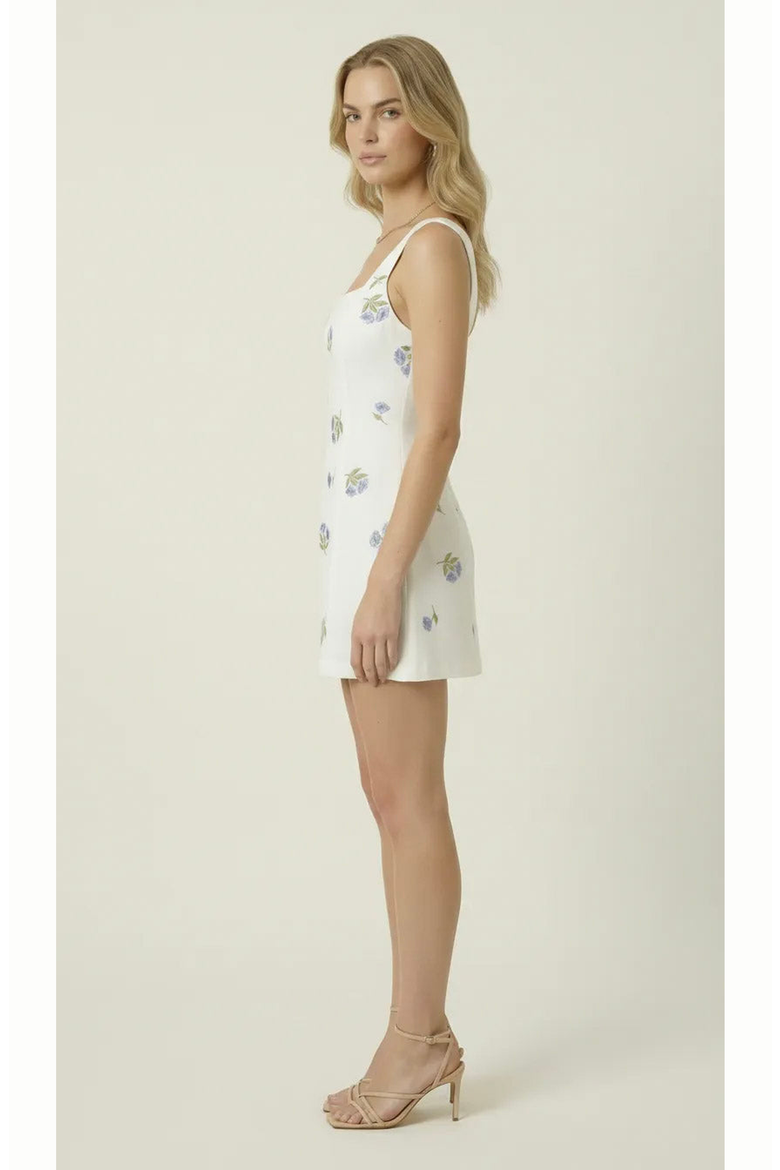 Floral Embroidered Open Back Mini Dress, Alternate, color, White / Floral