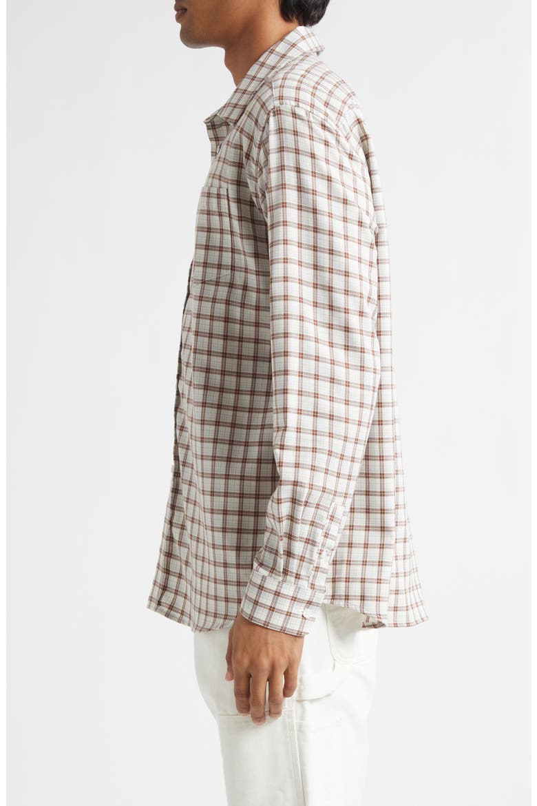 Plaid Cotton & Wool Button-Up Shirt, Alternate, color, WHITE/ BROWN