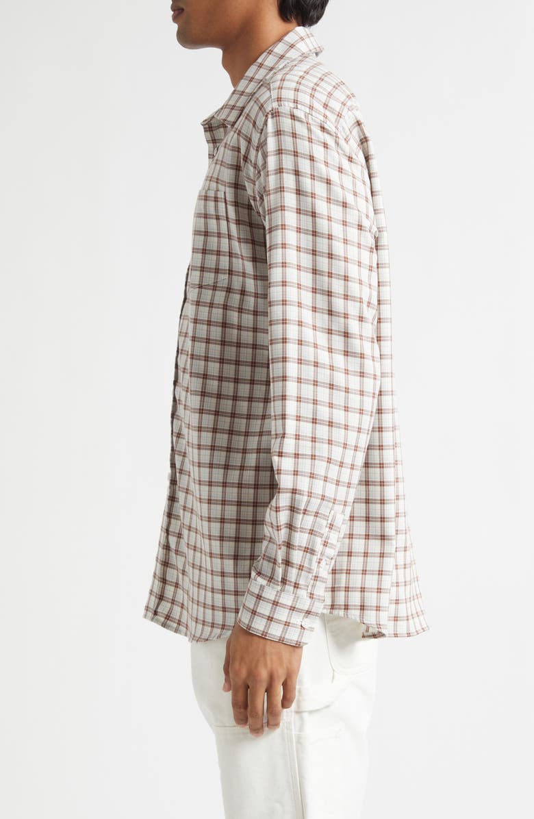 PALMES Plaid Cotton & Wool Button-Up Shirt, Alternate, color, White/ Brown