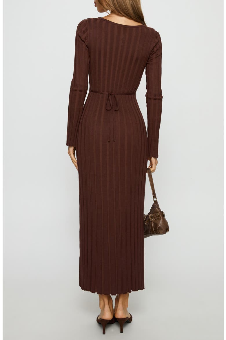 Gratuita Long Sleeve Rib Maxi Sweater Dress, Alternate, color, CHOCOLATE
