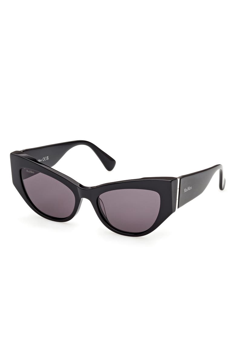 Max Mara 54mm Cat Eye Sunglasses, Alternate, color, Shiny Black / Smoke Lenses