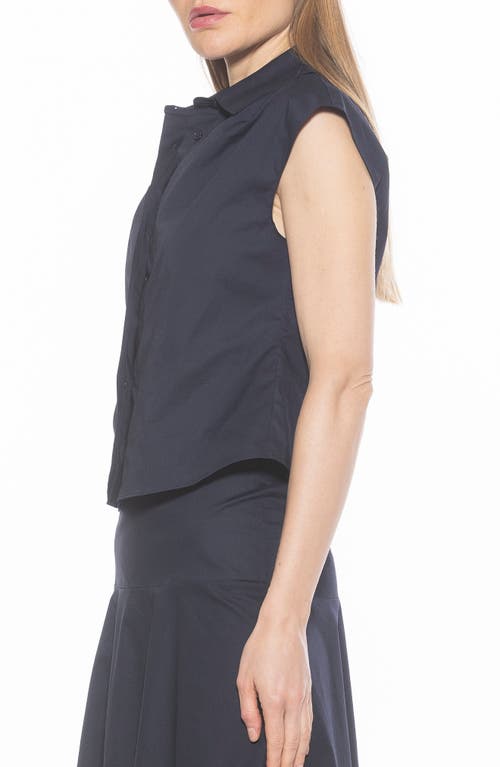 Alexia Admor Juniper Button-up Shirt In Navy