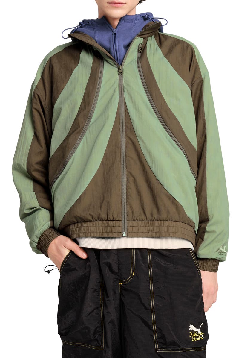 PUMA x KidSuper Oversize Nylon Windbreaker with Stowaway Hood, Main, color,