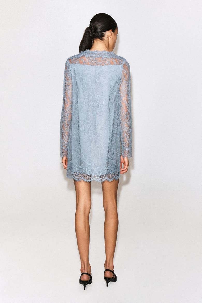 Boat-Neck Lace Mini Dress, Alternate, color, LIGHT BLUE