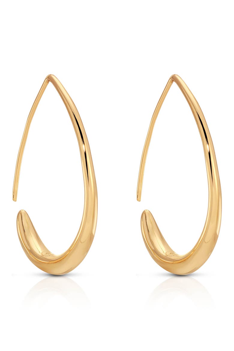 Simple Threader Hoop Earrings, Alternate, color, GOLD