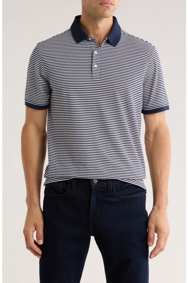 Stripe Cotton Blend Polo, Main, color, NAVY TED STRIPE