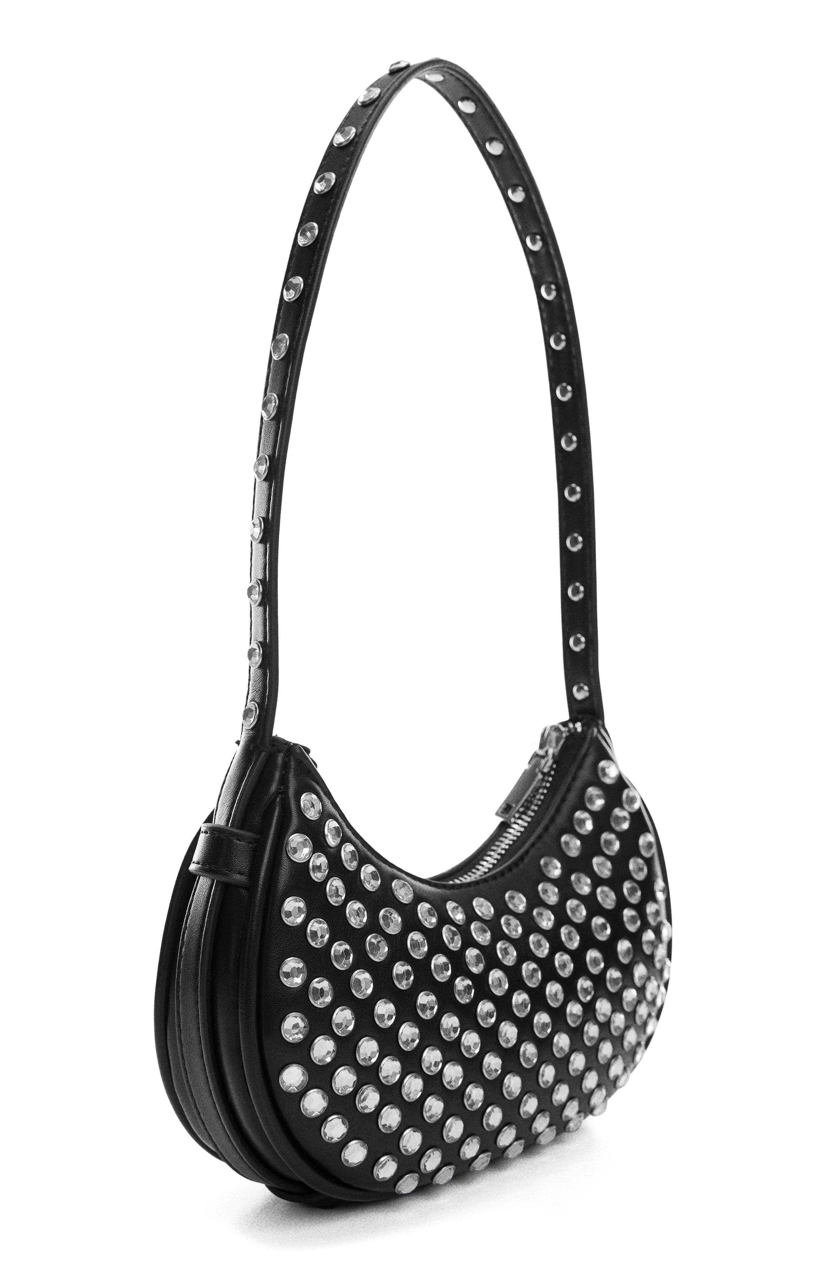MANGO Studded Shoulder Bag, Alternate, color, 