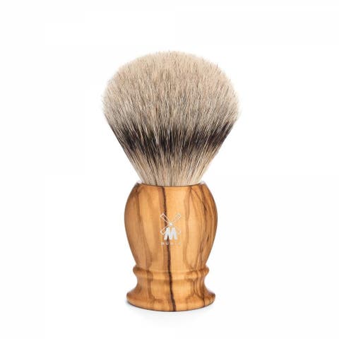 Classic Medium Olive Wood Silvertip Badger Shaving Brush