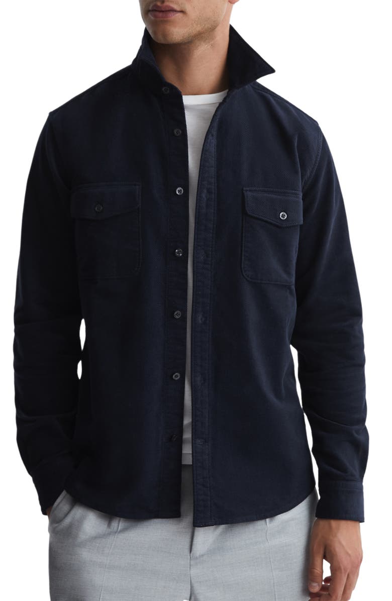 Reiss Cialini Cotton Stretch Twill Button-Up Shirt, Main, color,