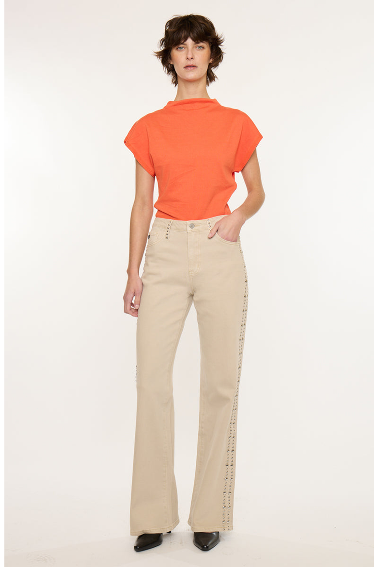 Gracelyn High Rise Wide Flare Jeans, Main, color, Ecru