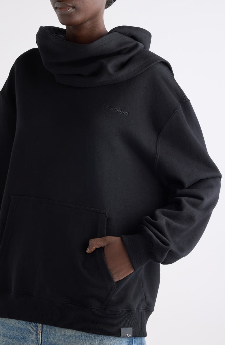 Courrèges Scarf Detail Hoodie, Alternate, color, Black