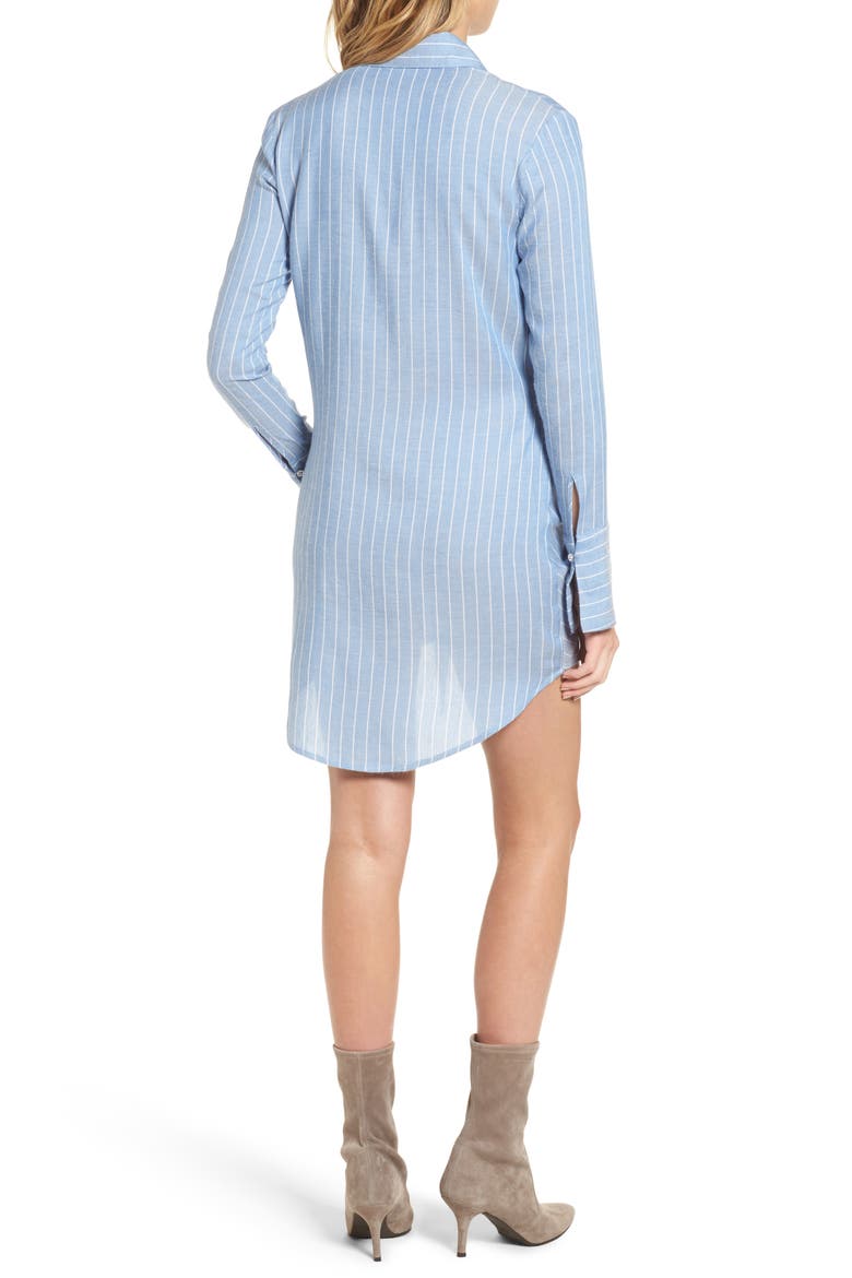 Tie Front Shirtdress, Alternate, color, BLUE STRIPE