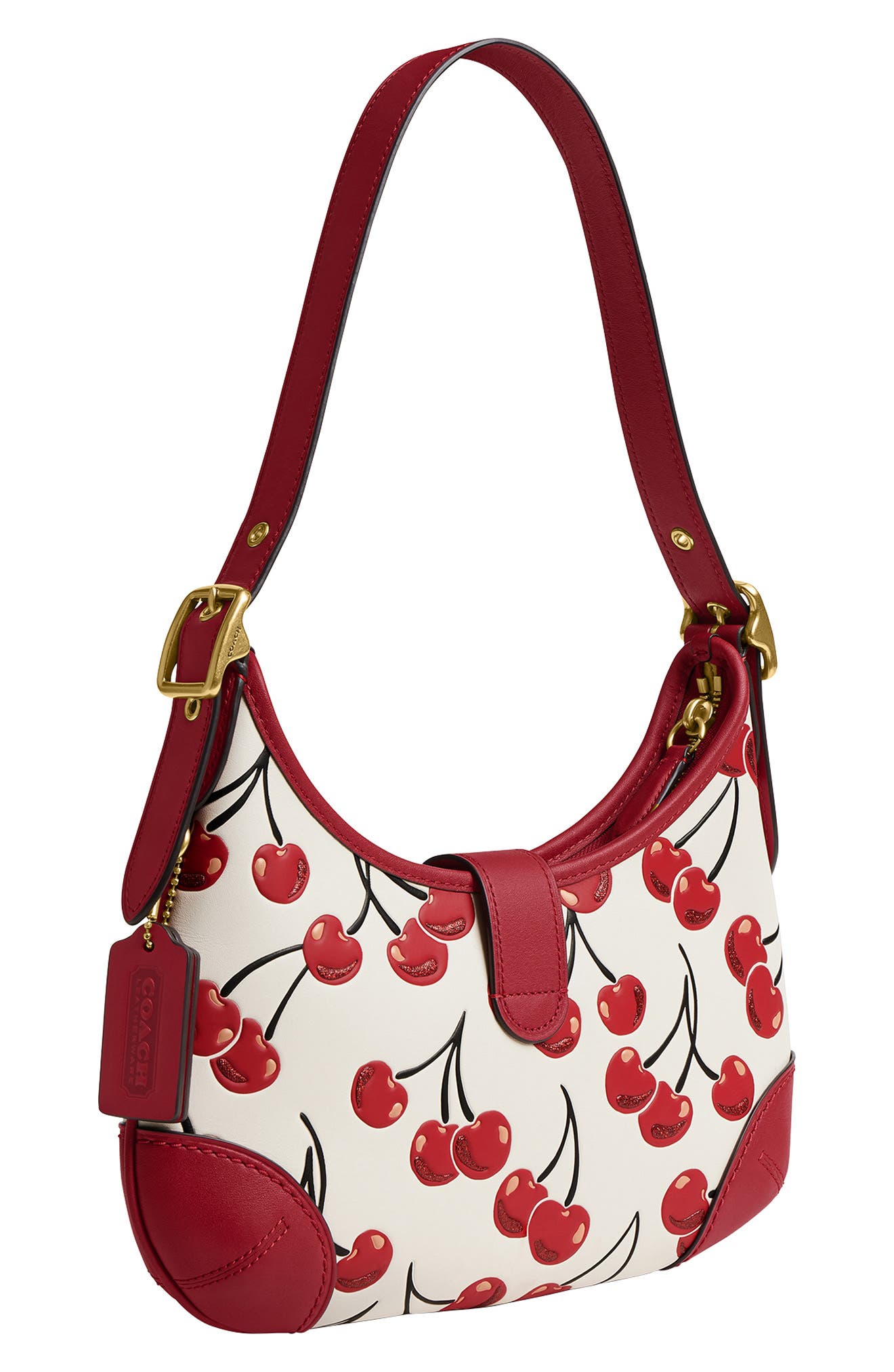COACH Hamptons Hobo Bag With Cherry Print, Alternate, color, 