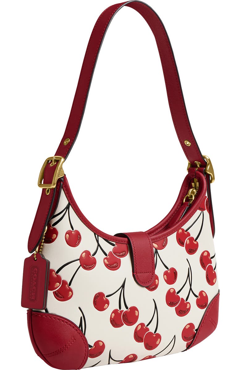COACH Hamptons Hobo Bag With Cherry Print, Alternate, color,
