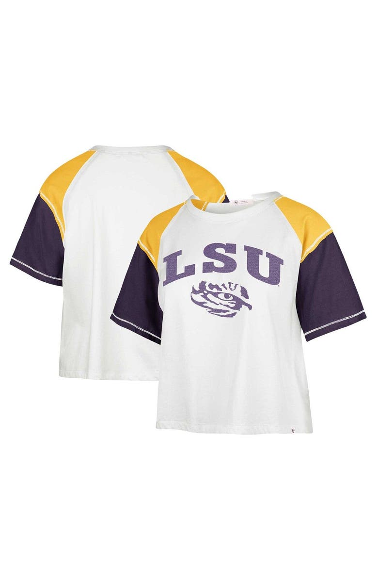 '47 Women's '47 White LSU Tigers Serenity Gia Cropped T-Shirt, Main, color, White