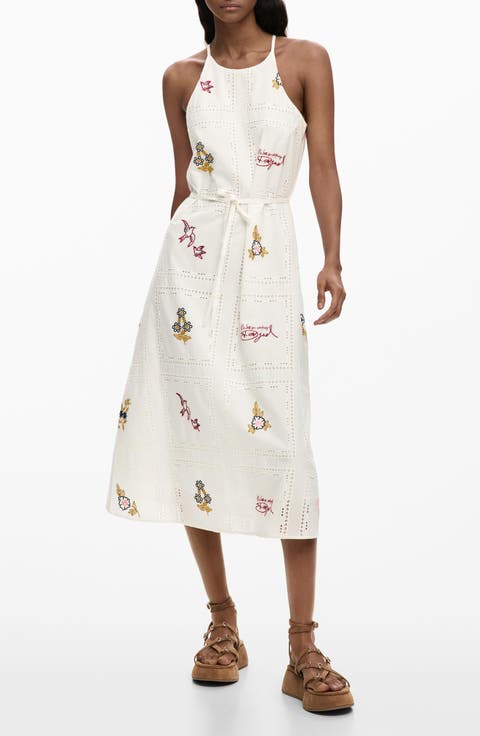 Open Stitch Sleeveless Midi Dress