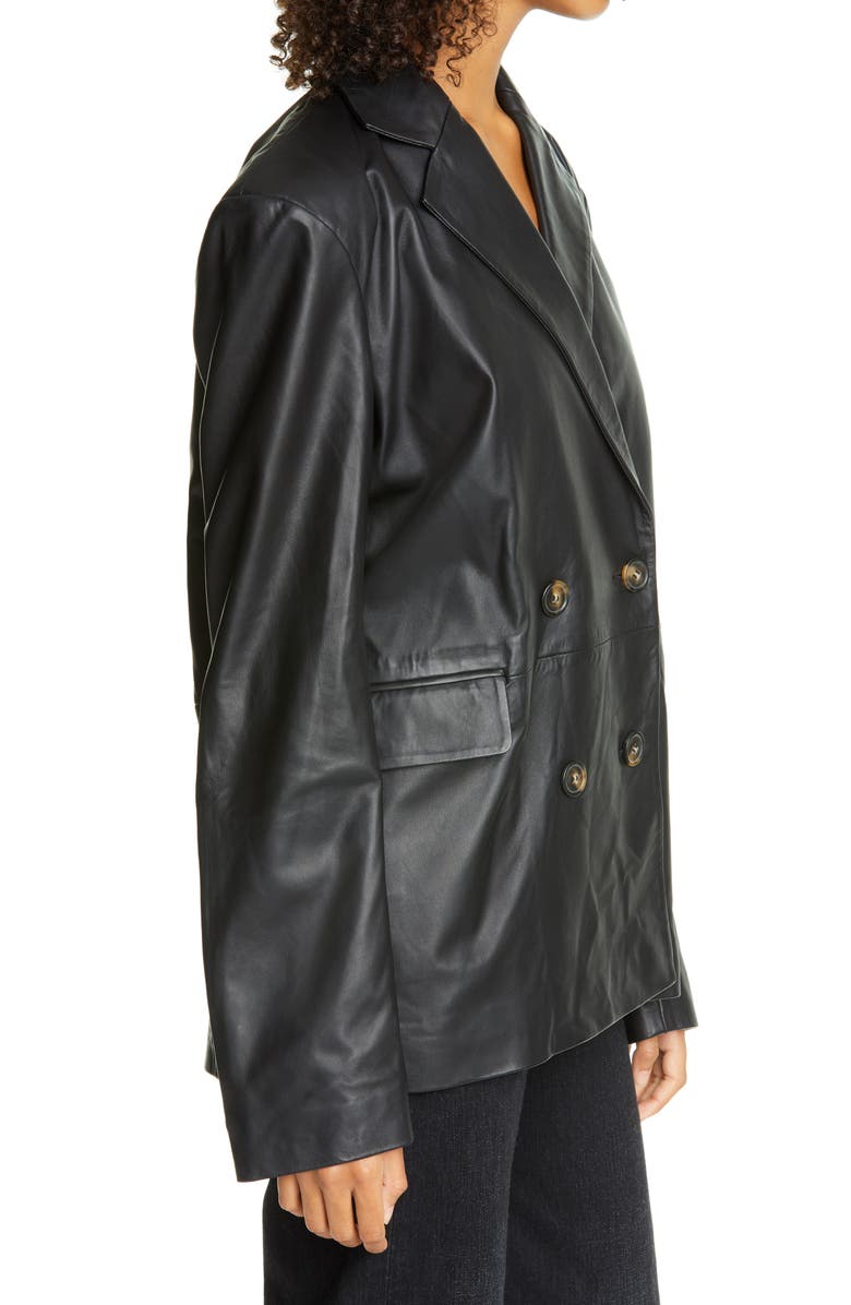 LOULOU DE SAISON Loulou Studio Oversized Double Breasted Leather Blazer, Alternate, color,