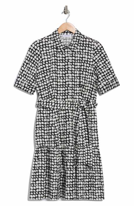 Calvin Klein Geometric Short Sleeve Cotton Shirtdress
