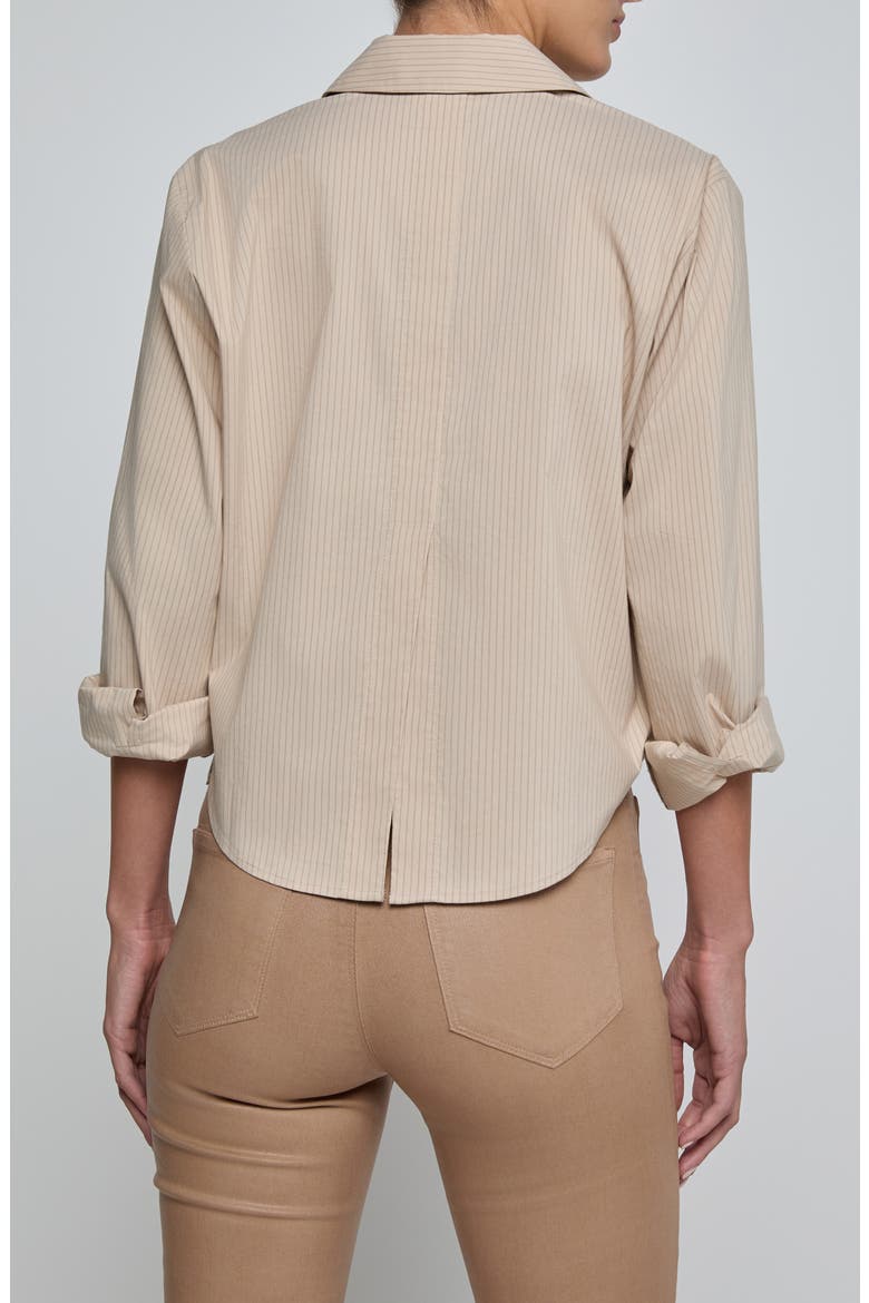 Cosette Crop High-Low Shirt, Alternate, color, MACADAMIA/ LT BROWN STRIPE