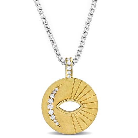 Diamond Sun & Moon Pendant Necklace 14k