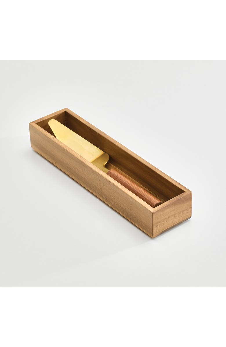 iDesign Acacia Wood Narrow Kitchen Drawer Organizer - Set of 3 - Natural, Alternate, color, Natural