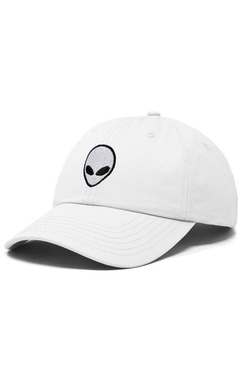 Dalix Alien Embroidered Classic Dad Cap In White