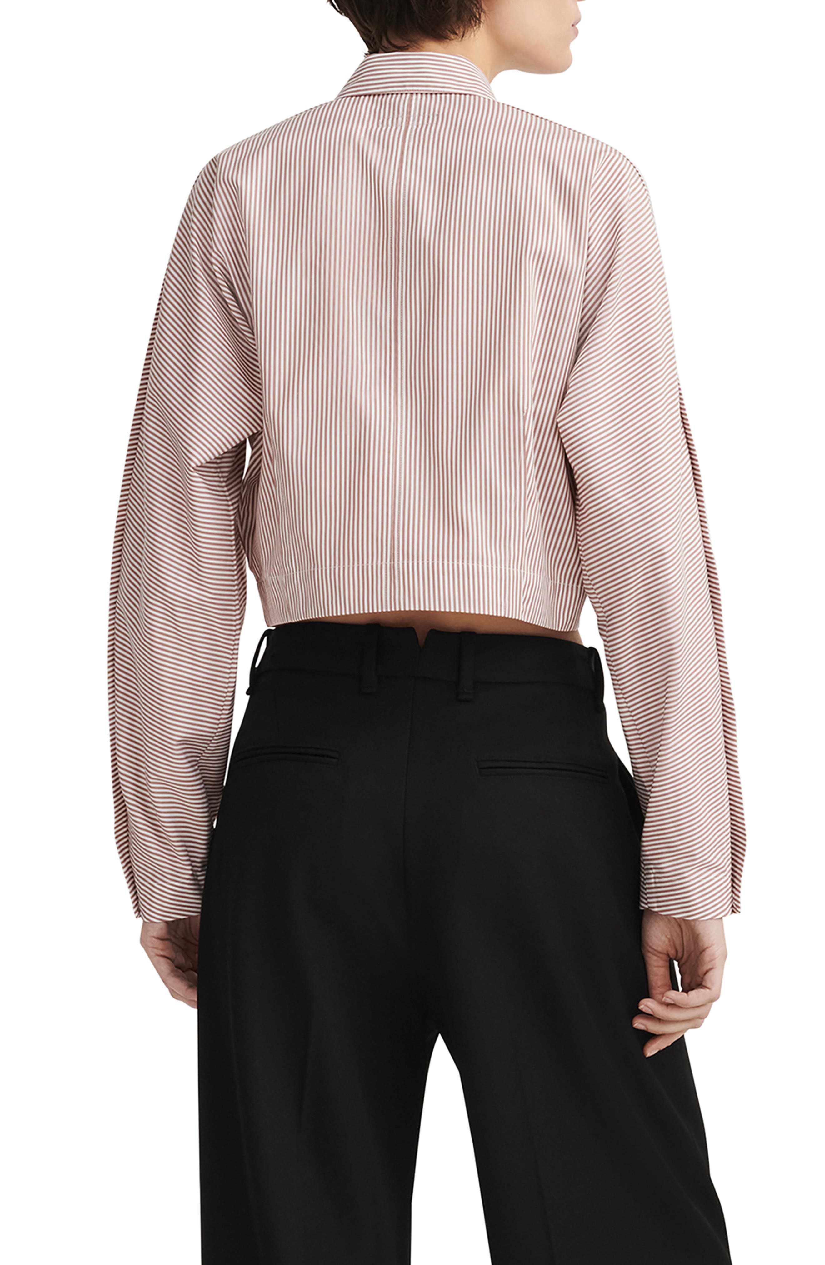 Morgan Stripe Crop Cotton Shirt - image 2