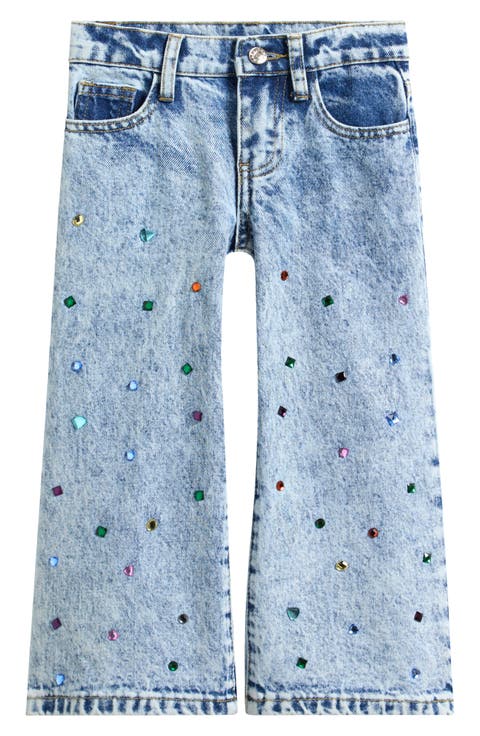 Kids' Bejeweled Wide Leg Jeans (Little Kid)