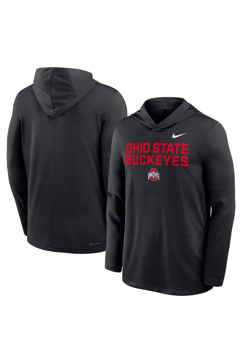 Men's Nike Black Ohio State Buckeyes 2025 Sideline Performance Long Sleeve Hoodie T-Shirt, Alternate, color, Black