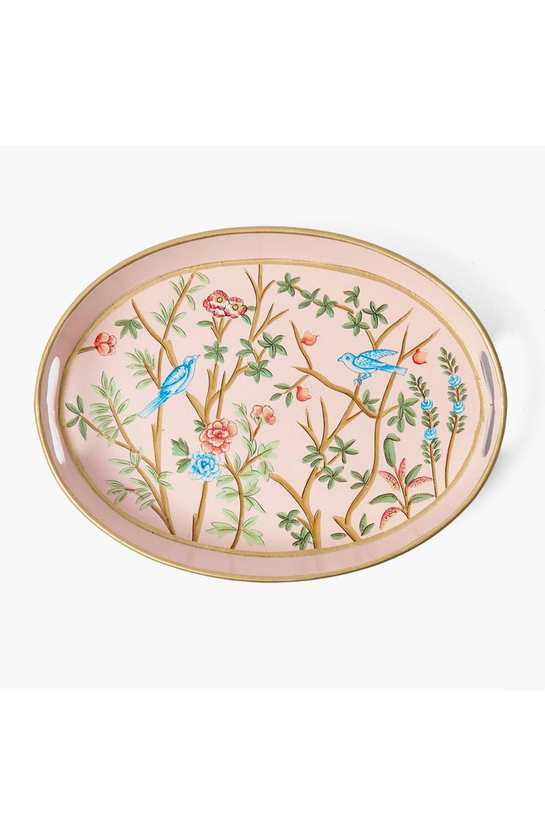 Mrs. Alice Pink Small Oval Chinoiserie Tole Tray, Alternate, color, Pink