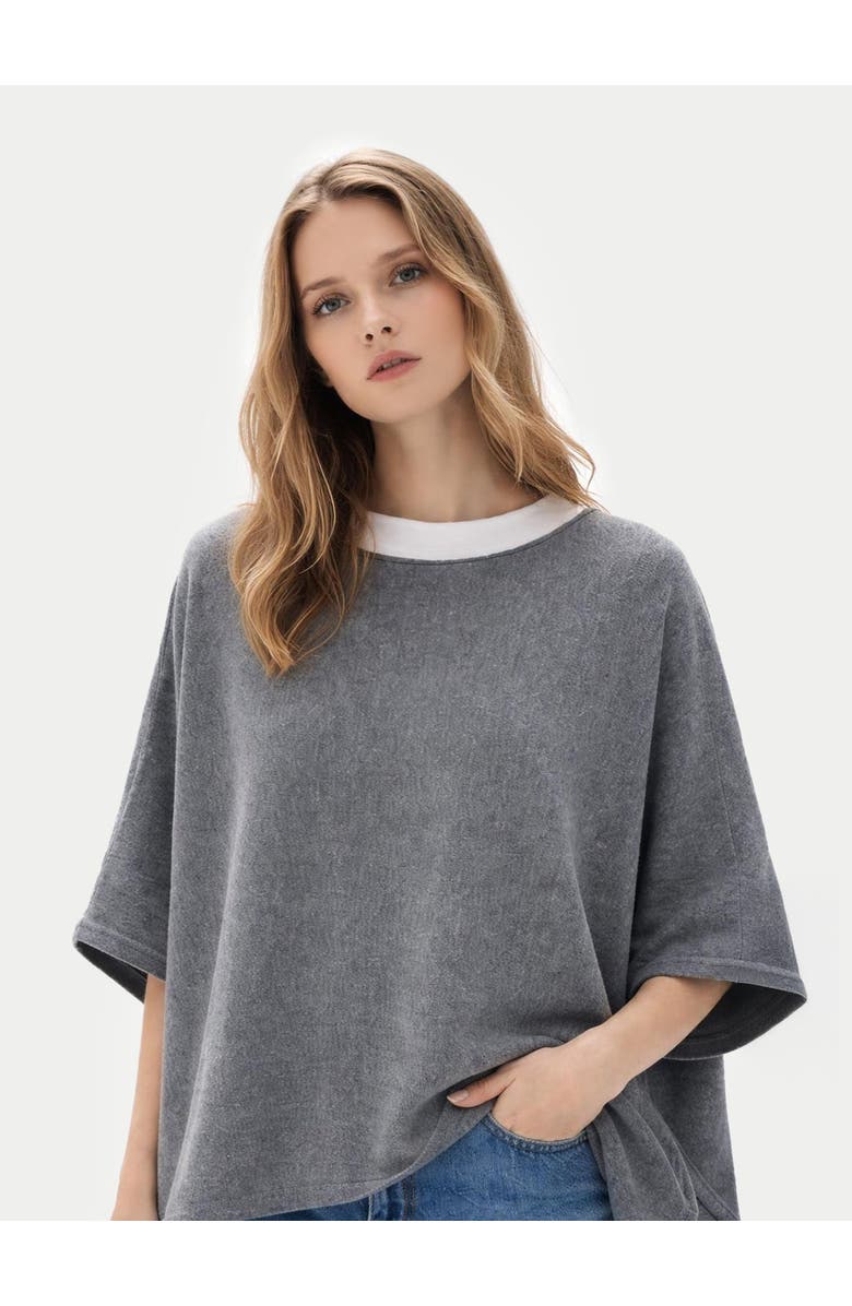 GOBI Mongolian Cashmere Boat-Neck Cashmere Poncho, Alternate, color, Dim Gray