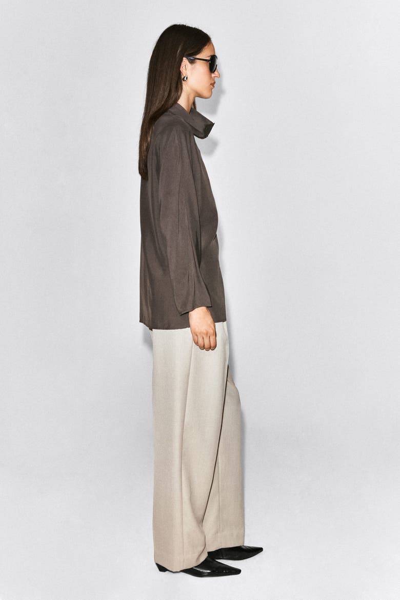 Pleated Wool-Blend Straight-Leg Pants, Alternate, color, LIGHT BEIGE