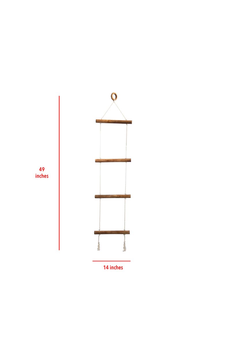 Macramé Hanging Blanket Ladder, Alternate, color, Brown