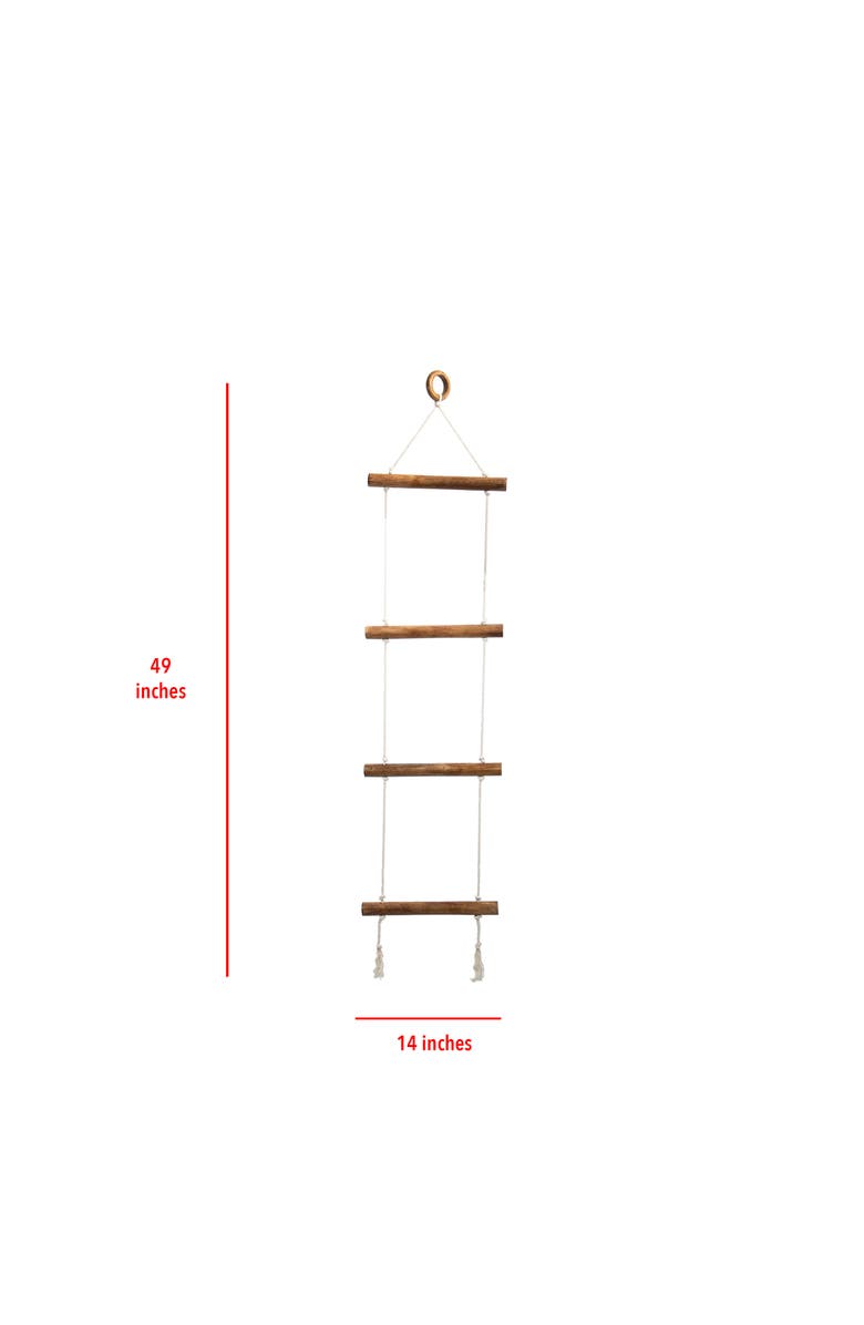 Foreside Home and Garden Macramé Hanging Blanket Ladder, Alternate, color, Brown