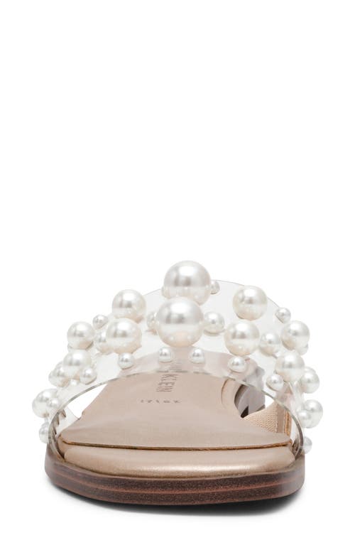 Anne Klein Eugenie Faux Pearl Slide Sandal In Clear Lucite