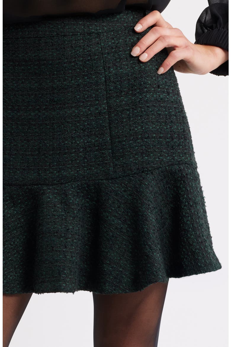 Flounce Tweed Miniskirt, Alternate, color, GREEN- BLACK