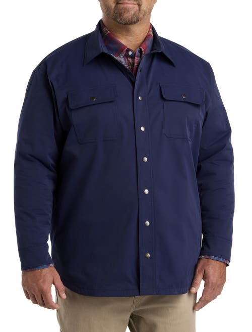 True Nation By Dxl Big & Tall Flannel-lined Shirt Jacket In Evening Blue