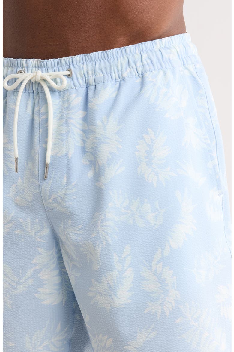 7-Inch Seersucker Swim Trunks, Alternate, color, BLUE BREEZE LOOSE LEAVES