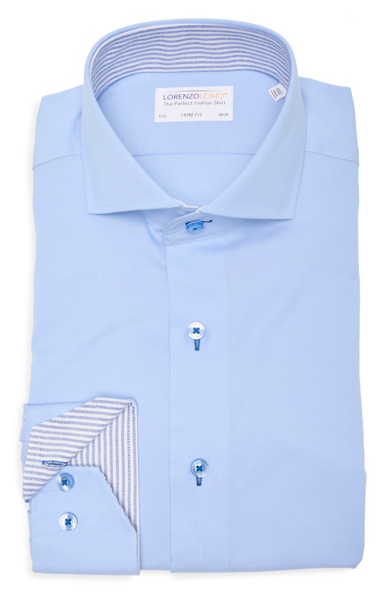 Lorenzo Uomo Trim Fit Stretch Cotton Dress Shirt, Alternate, color, Light Blue