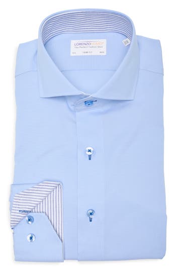 Lorenzo Uomo Trim Fit Stretch Cotton Dress Shirt In Light Blue