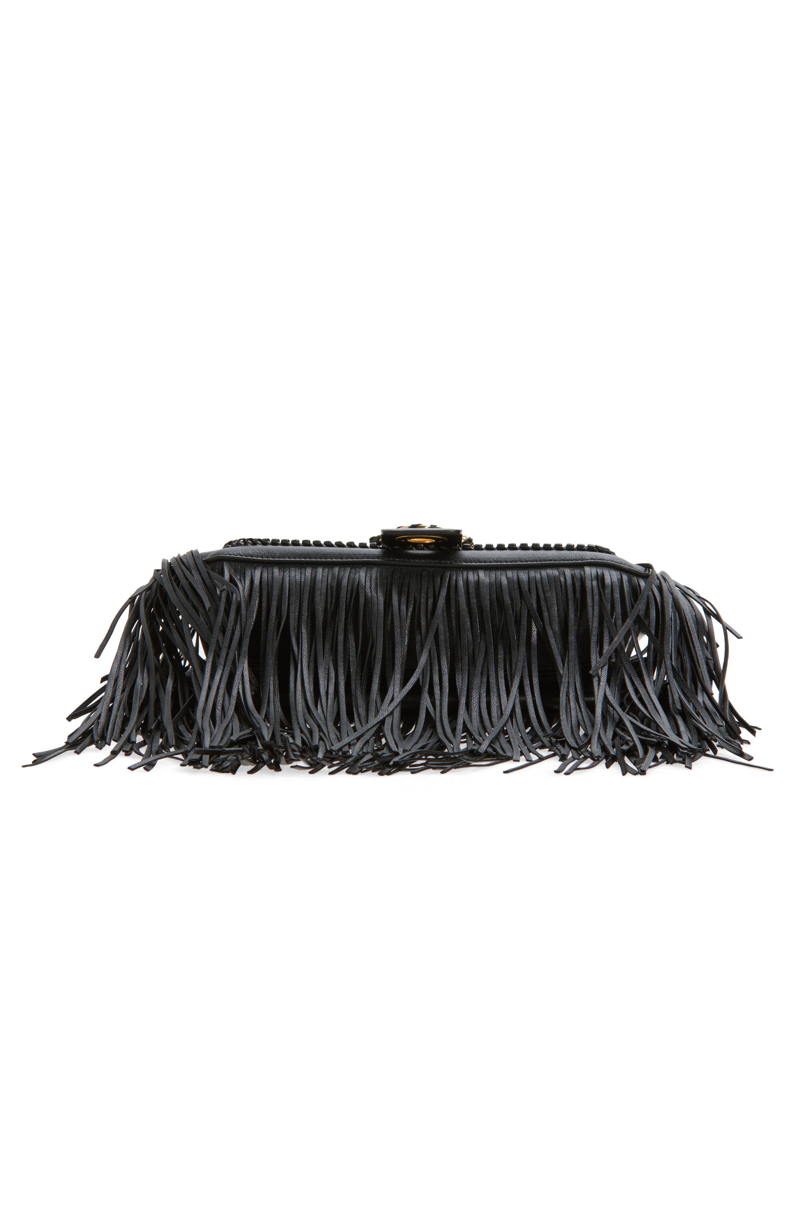 Burberry Small Rider Fringe Leather Top Handle Bag, Alternate, color, Black
