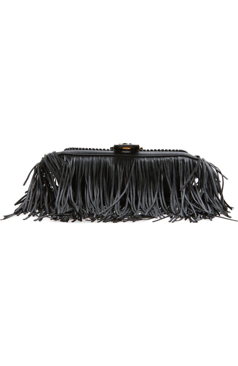 Burberry Small Rider Fringe Leather Top Handle Bag, Alternate, color, Black