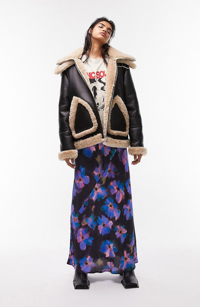 Topshop Oversize Aviator Jacket, Alternate, color,