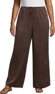 Lands' End Plus Size Creaseless Silky High Rise Wide Leg Drawstring Pants
