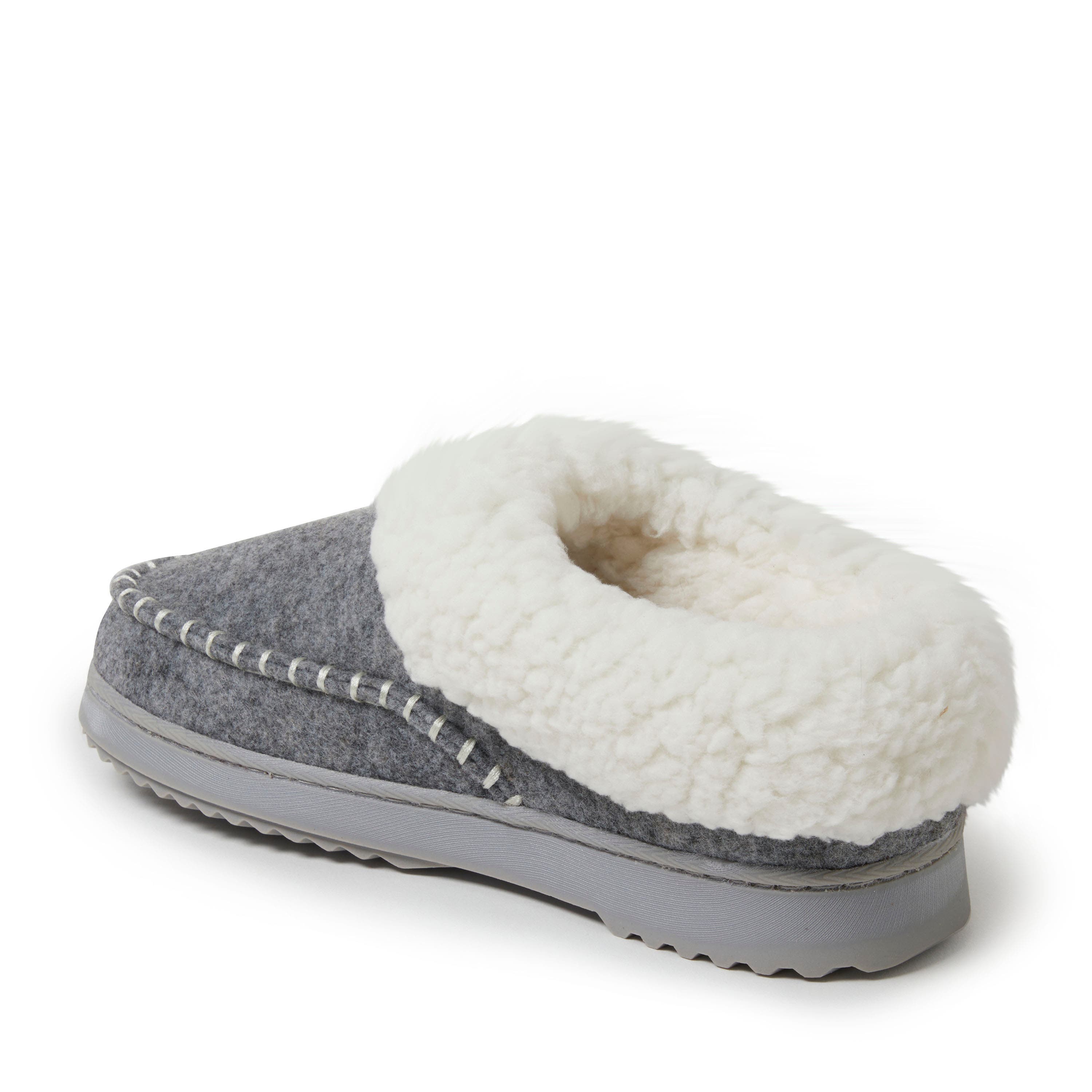 DEARFOAMS Nyla Felted Plaid Moccasin Toe Clog Slipper, Alternate, color, Light Heather Grey