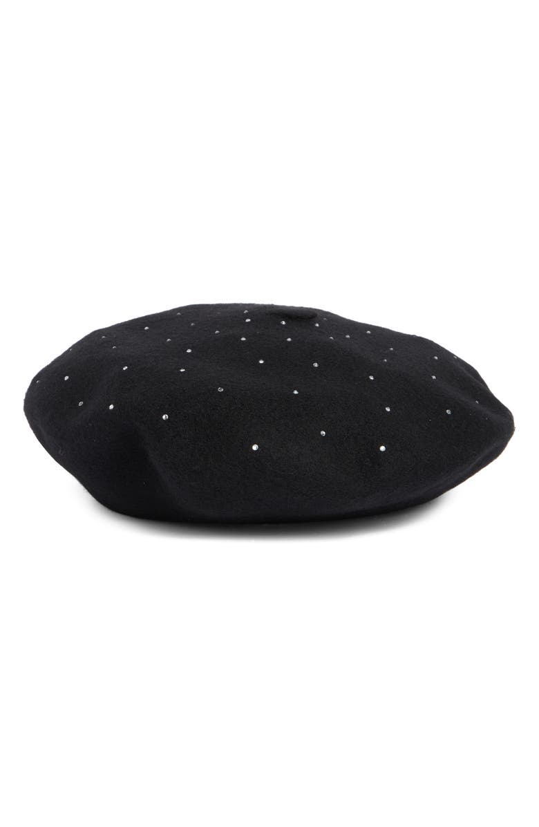 Kate Spade New York disco wool blend beret, Alternate, color, Black